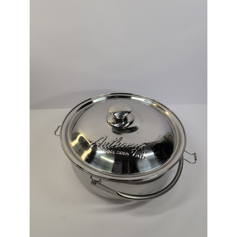 ANTHONY'S COAL FIRED PIZZA STAINLESS STEEL LIDDED PASTA SERVING POT/BOWL 3.5 Qt